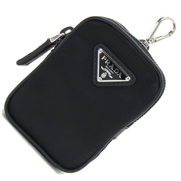 Prada charm black bag nylon leather triangle pouch - Picture 1 of 4